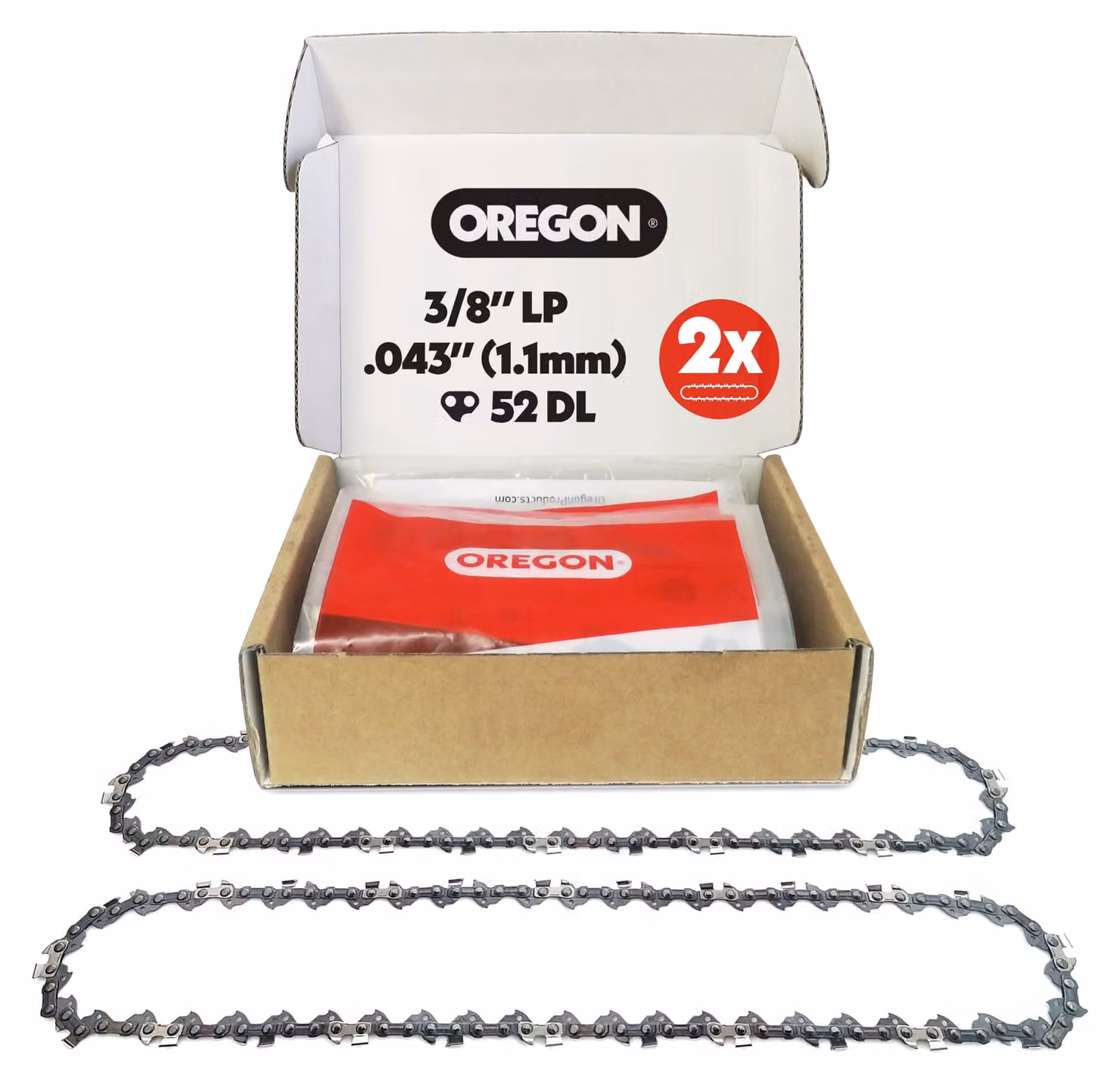 Catena per motosega Oregon, adatta a lame da 35 cm, passo 3/8" LP, spessore 1,1 mm, 52 maglie
