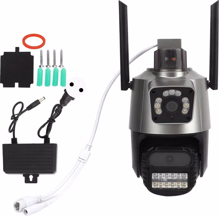 Telecamera di sorveglianza da esterno da 8 MP, Wi-Fi HD, rilevamento del movimento PTZ a 360 gradi, visione notturna con comunicazione bidirezionale, IP66, impermeabile, 110-240 V