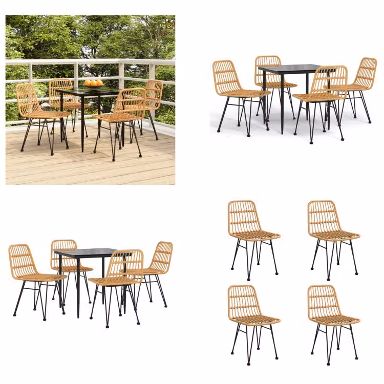 vidaXL set da pranzo da giardino 5 pezzi in poly rattan - set da pranzo da giardino - set da pranzo da terrazza - set da pranzo da esterno