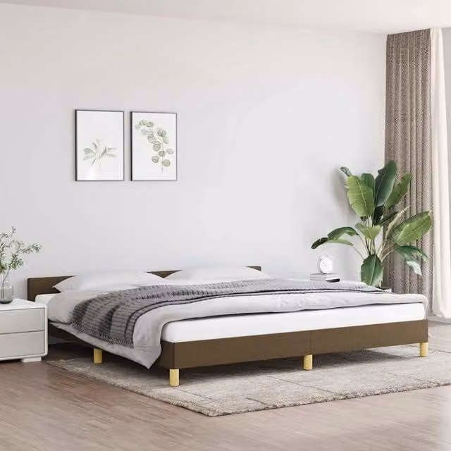 Giroletto vidaXL imbottito in tessuto marrone con doghe in legno 200x200 cm