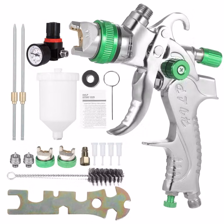 Spruzzatore a gravità, manometro, pistola a spruzzo HVLP con serbatoio da 600 ml, ugelli da 1,4 mm, 1,7 mm e 2,0 mm per la verniciatura di pannelli interni di automobili