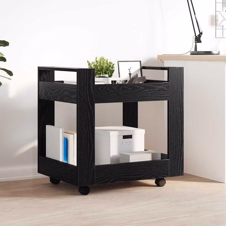 Maison Exclusive - Carrello scrivania effetto rovere nero 60 x 45 x 60 cm