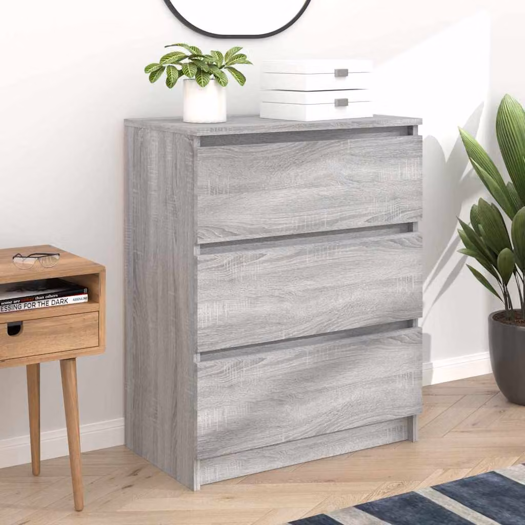 Credenza vidaXL in legno multistrato e MDF Grigio Sonoma, design minimalista a parete, L 60 cm x P 35 cm x H 76 cm