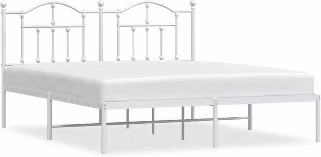 Letto matrimoniale | Letto per adulti | Giroletto con Testiera Metallo Bianco 180x200 cm