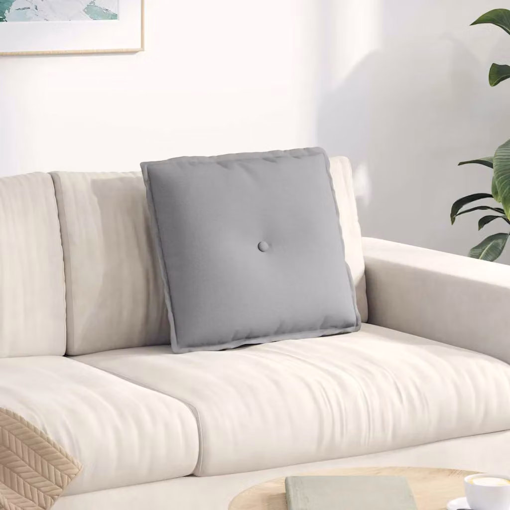 vidaXL Cuscino per Schiena Contornato Grigio con Rivestimento Rimovibile L: 50 cm, P: 19 cm, H: 45 cm