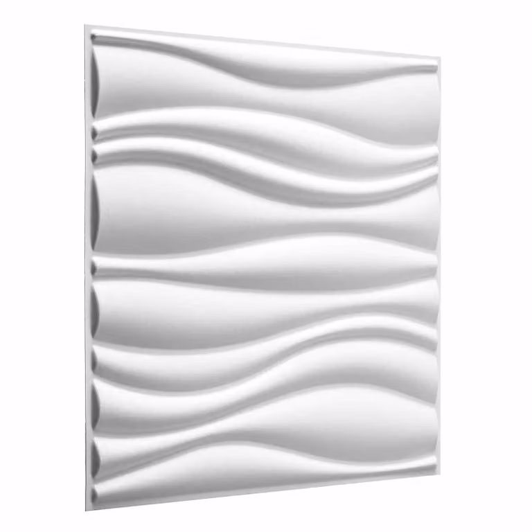 Set di 4 pannelli da parete vidaXL effetto legno in plastica, colore bianco, L 50 x L 50 x H 17,5 cm