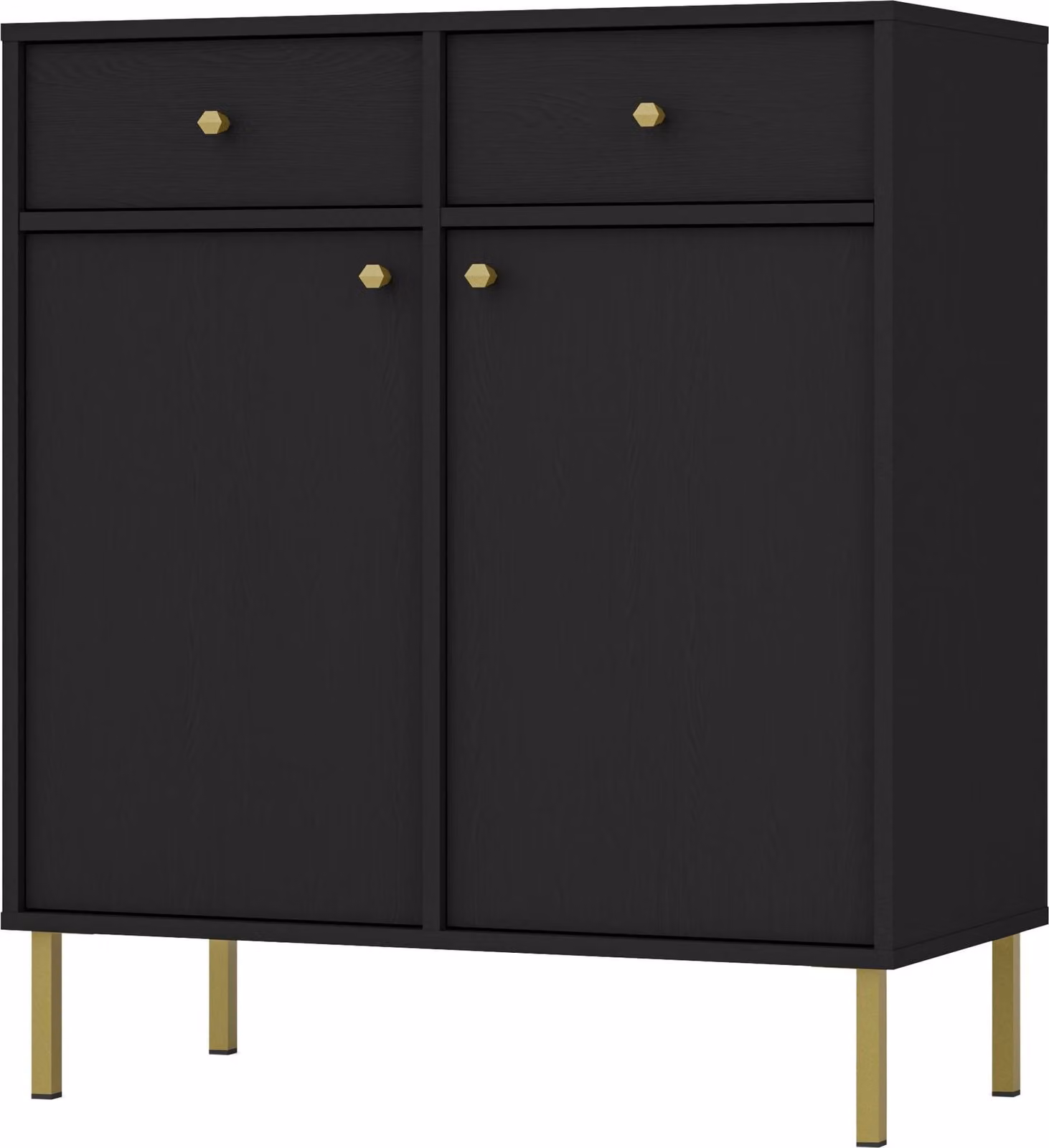 Masseno cassettiera TORINO 84 cm credenza con 2 cassetti e 2 ante per soggiorno camera da letto moderna 84x41x95 cm colori grafite / graphite colors