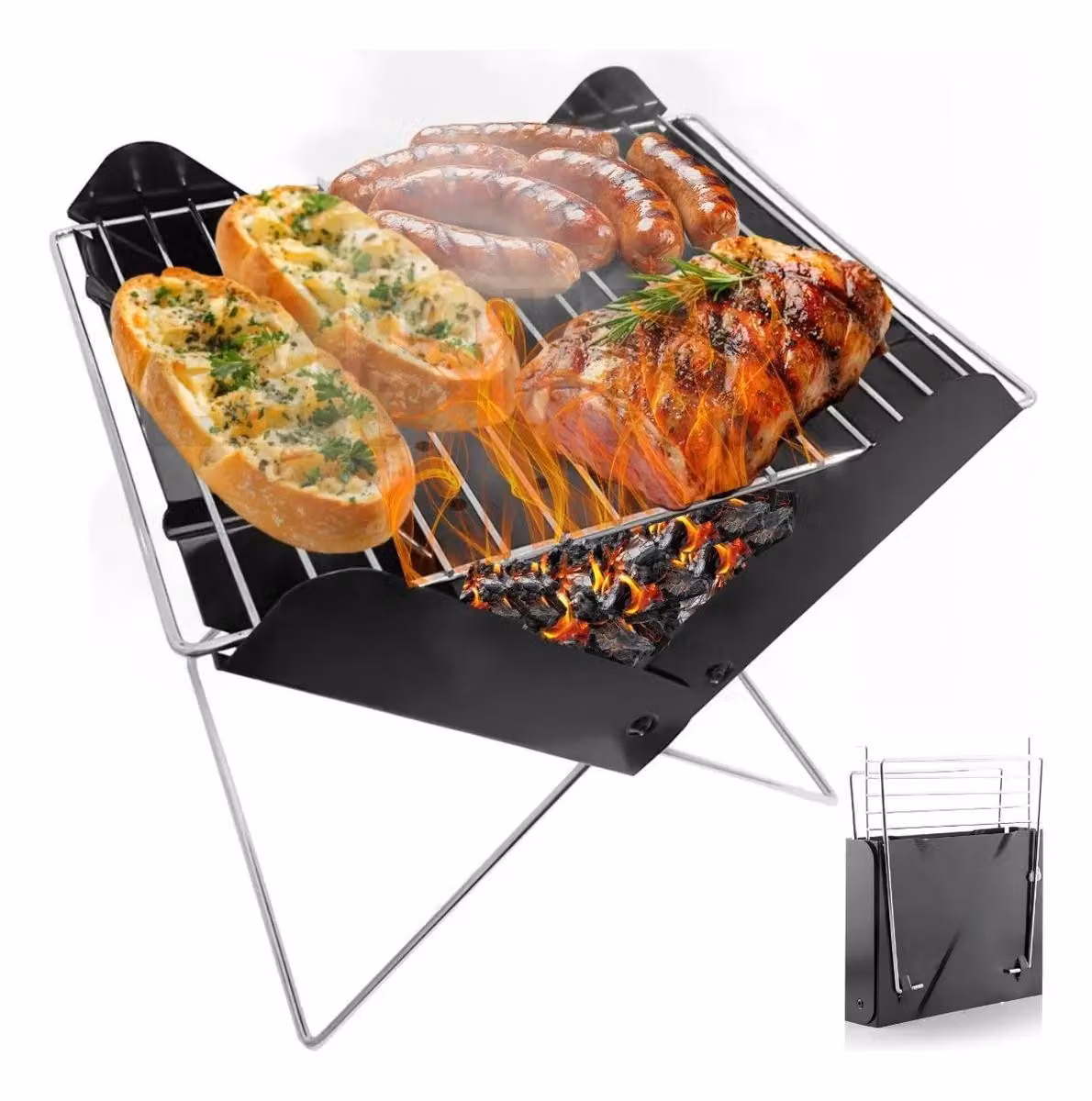 Griglia a carbonella, griglia portatile leggera per barbecue, griglia da tavolo per campeggio, griglia mobile da appoggio 43,5 x 28,5 cm - GRILLOMATE