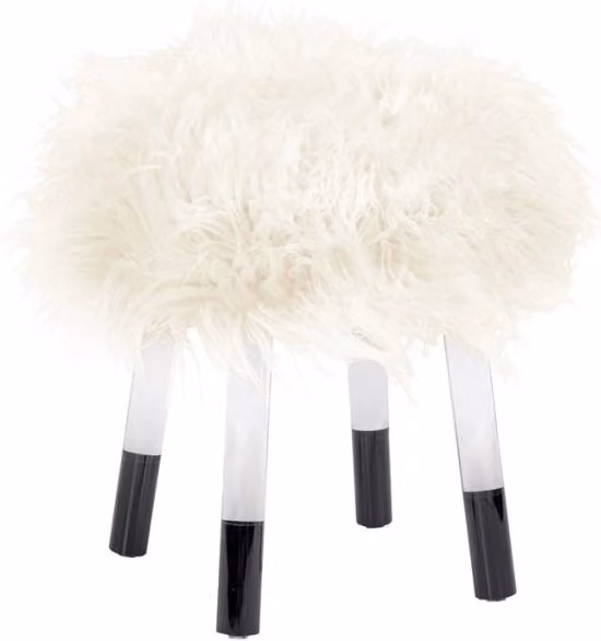 Pouf contenitore Laika 100 KENDRA HOME in ecopelliccia bianca cilindrica