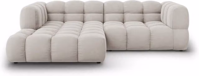Divano angolare modulare Sky di Cosmopolitan Design, modello a 3 posti con orientamento sinistro, rivestimento in velluto beige, L 244 x P 132 x H 75 cm