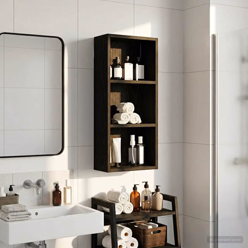 Armadio da bagno a muro moderno vidaXL in legno nero opaco L/P/H: 30 x 14 x 70 cm