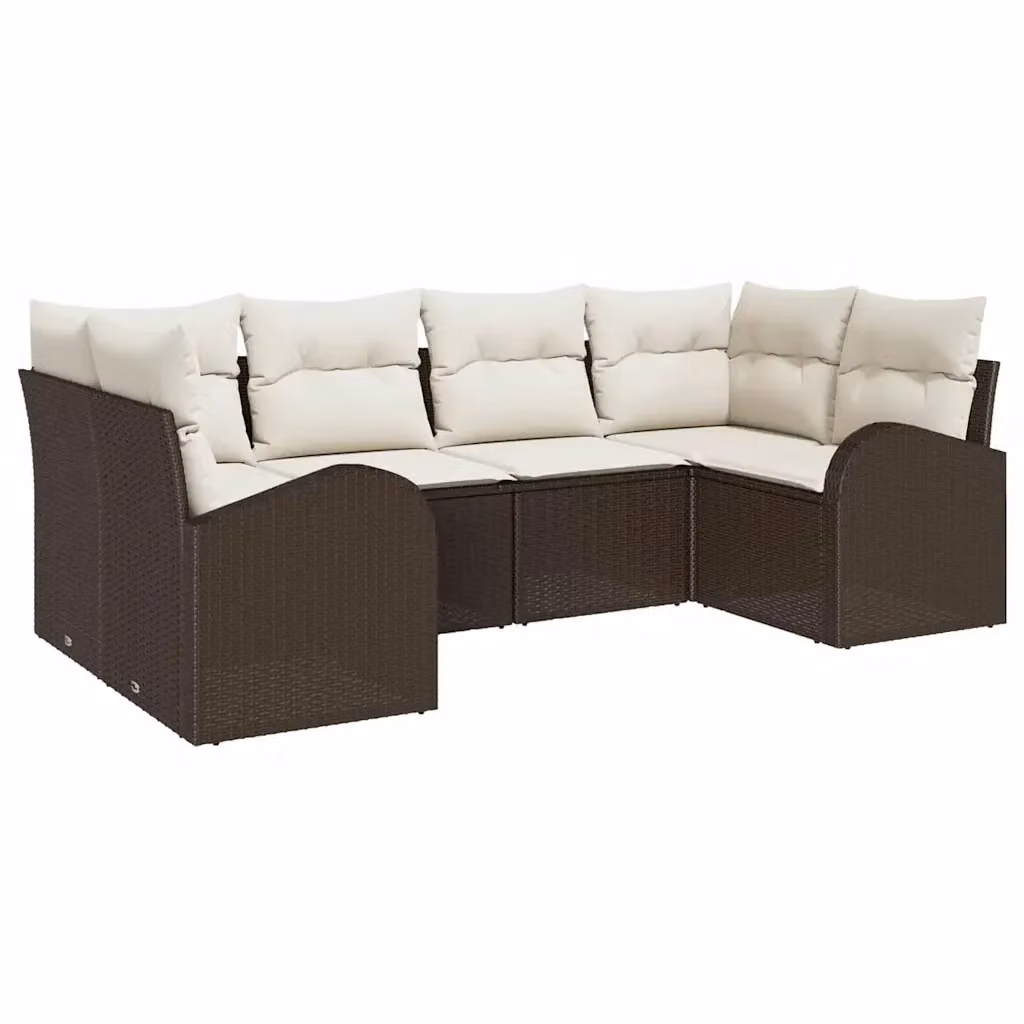Set Divano da Giardino a L vidaXL in Polyrattan Marrone e Bianco con Cuscini Imbottiti e Rivestimenti Rimovibili – 2