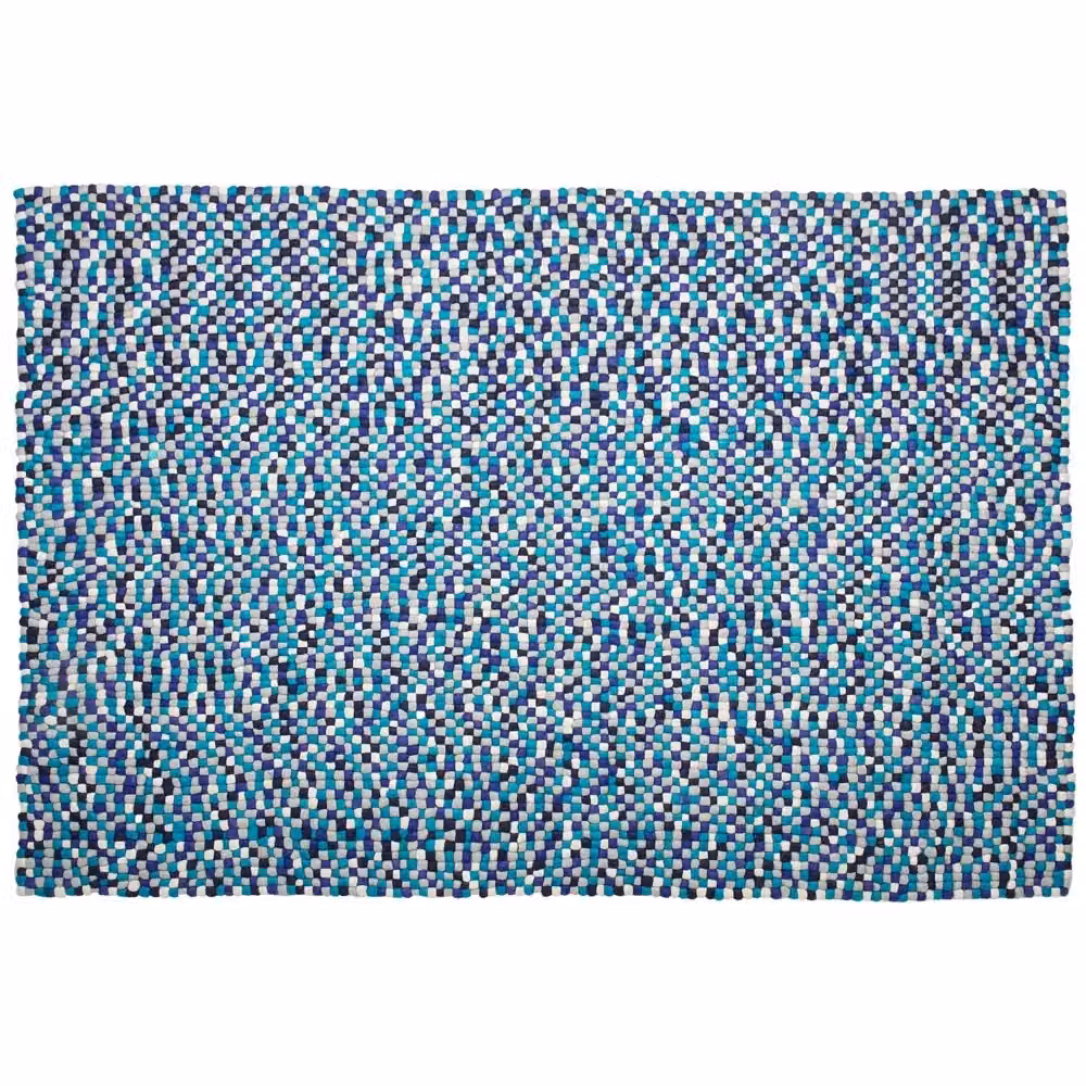 Tappeto Beliani Blu Multicolore in Lana e Feltro Intrecciato a Mano L: 160 cm, P: 230 cm – 2