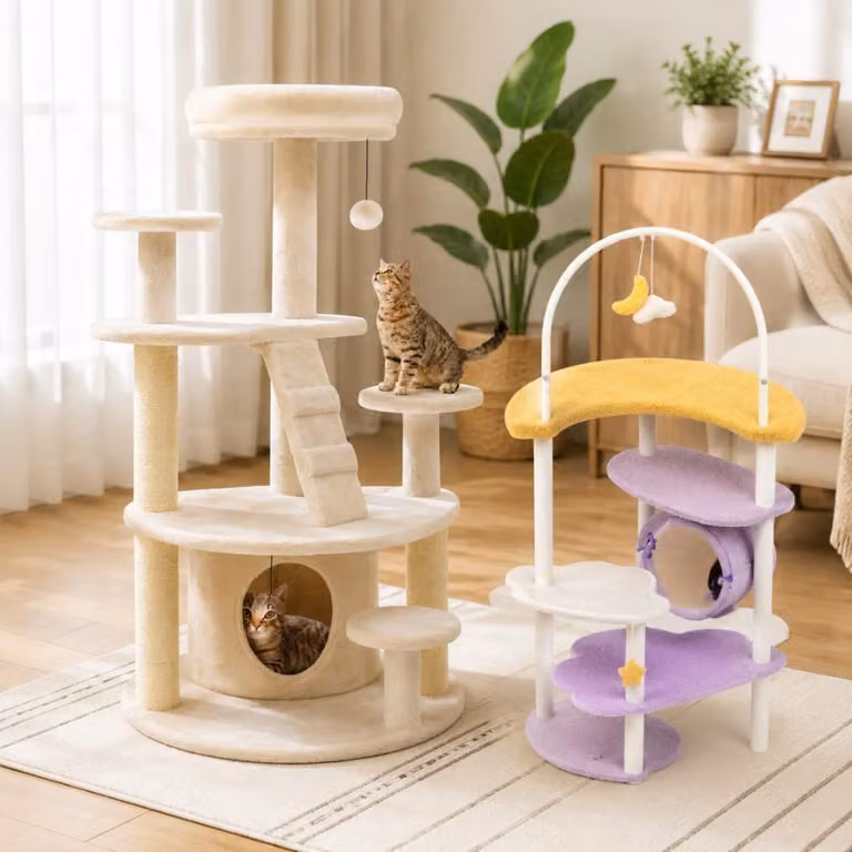 Set di tiragraffi a più livelli (2 pezzi) – Tiragraffi Moon da 158 cm e tiragraffi con grotta imbottita