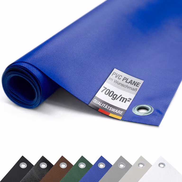 Telone PVC camion 700g/m² CON OCCHIALI Telone protettivo opaco antistrappo stabile (blu, 3m x 5m)