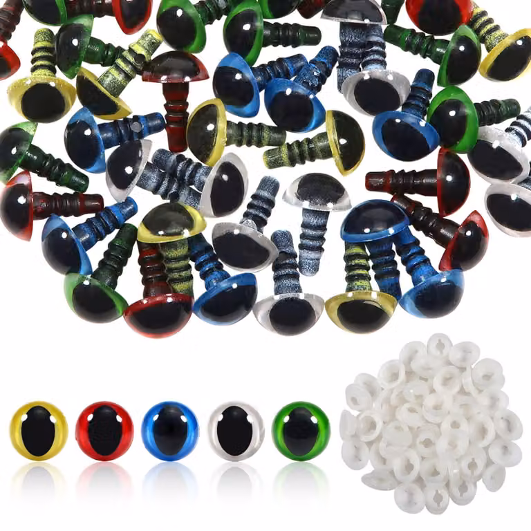 50 occhi di sicurezza in plastica, diametro 10 mm, colorati, per la creazione di peluche fai-da-te