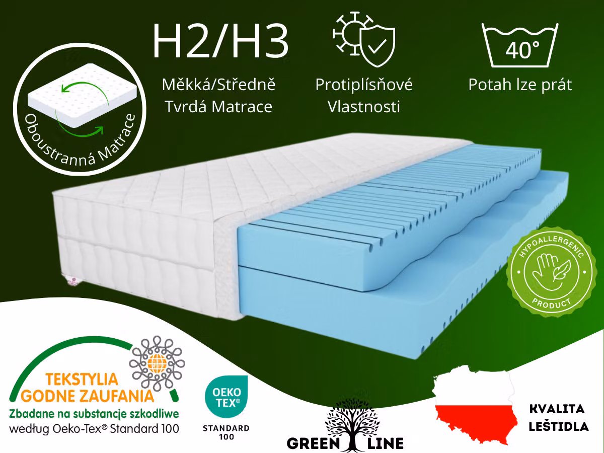 Materasso in schiuma MARPUR, 100x200 cm, con strato massaggiante, livello di comfort H3, altezza 20 cm, marca MARPUR