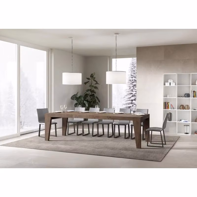 Tavolo allungabile moderno ITAMOBY in legno marrone con piano rettangolare L/P: 200/304 x 90 cm – 2