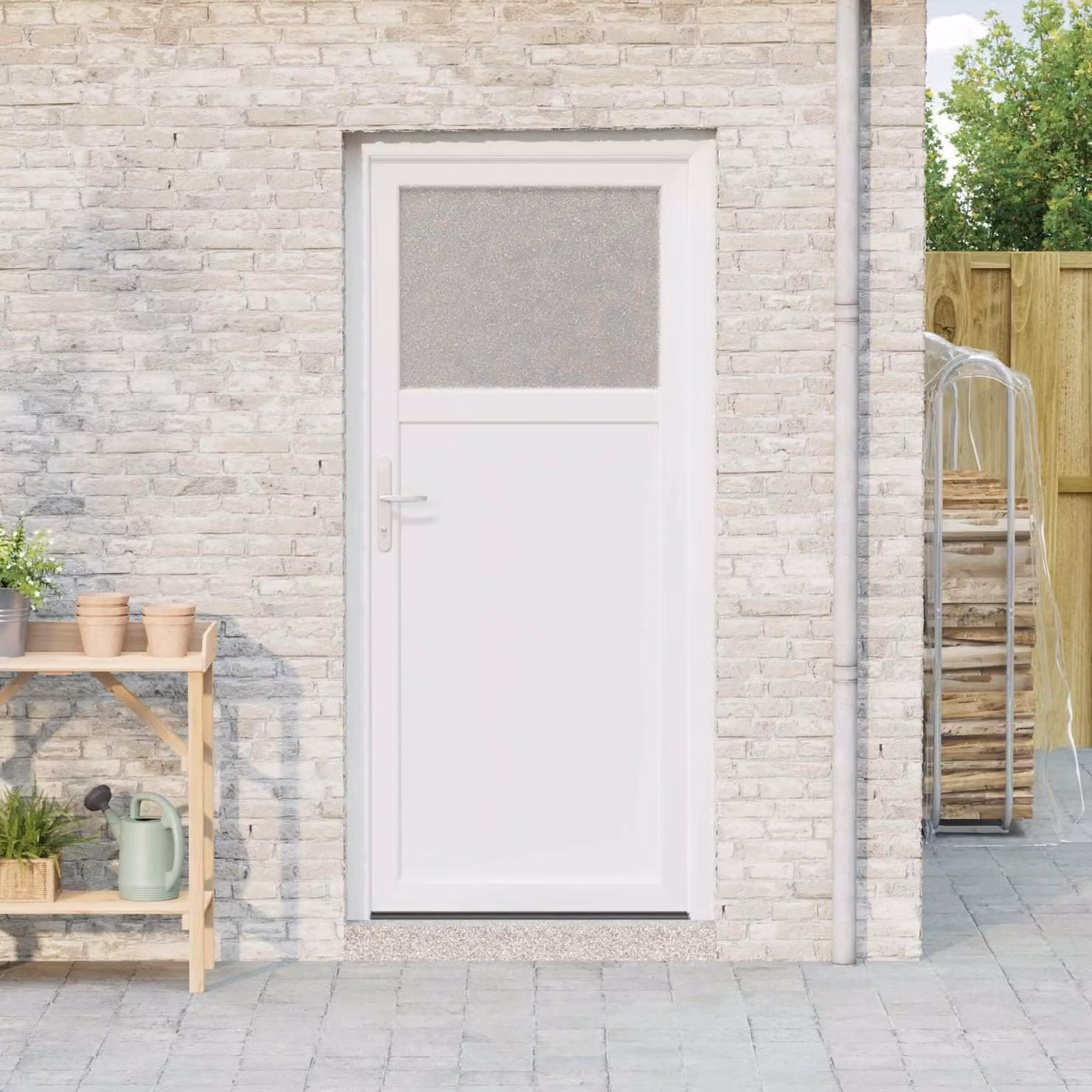 Porta d'ingresso laterale Bianco 98 x 198 cm PVC