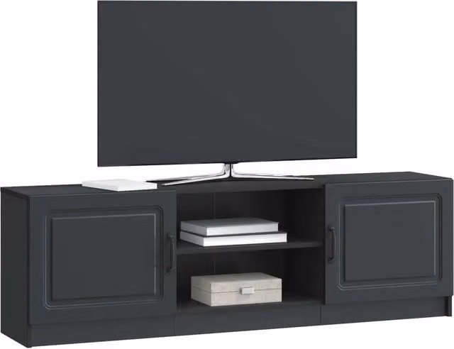 Mobile TV moderno nero in legno ingegnerizzato L: 150 cm, P: 31 cm, H: 47 cm