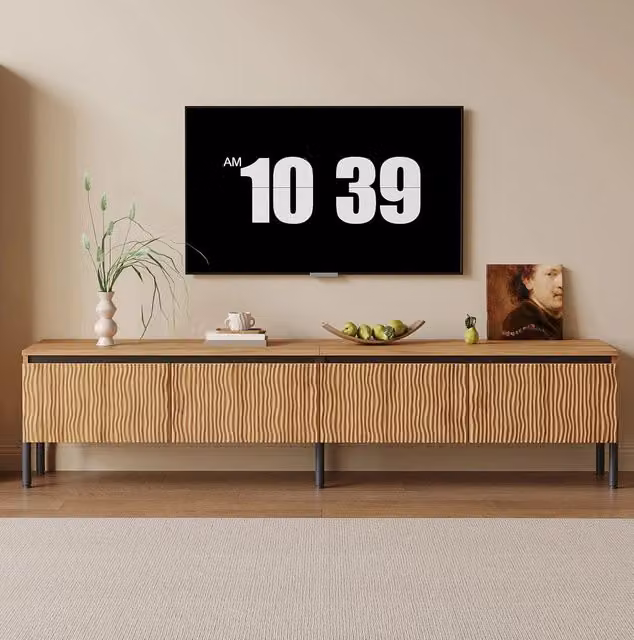 Mobile TV 180x35x43 cm naturale MDF e pannello truciolare con 4 ante