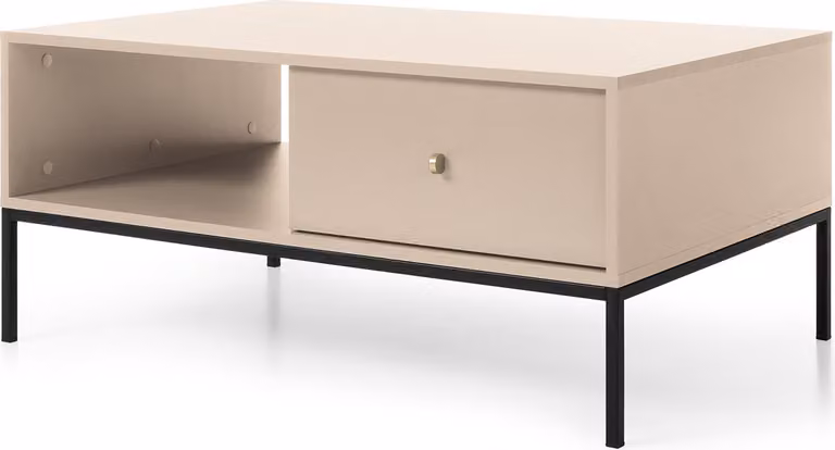Tavolino da salotto Selsey Monne - Tavolino rettangolare con cassetto, beige, 68x104 cm