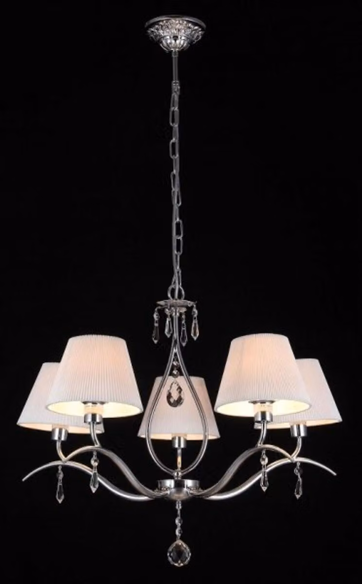 Lampadario a soffitto in stile barocco, marca Casa Padrino, con cristalli, finitura in nichel, dimensioni 50 x 62 cm. Lampada da soffitto in stile antico