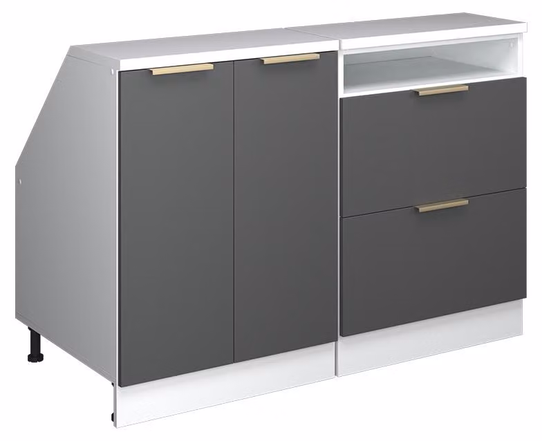 Mobile cucina sottotetto Vicco R-Line Antracite-oro 120 cm Set di 2 carcasse armadio profondità 60 cm, Model 60645