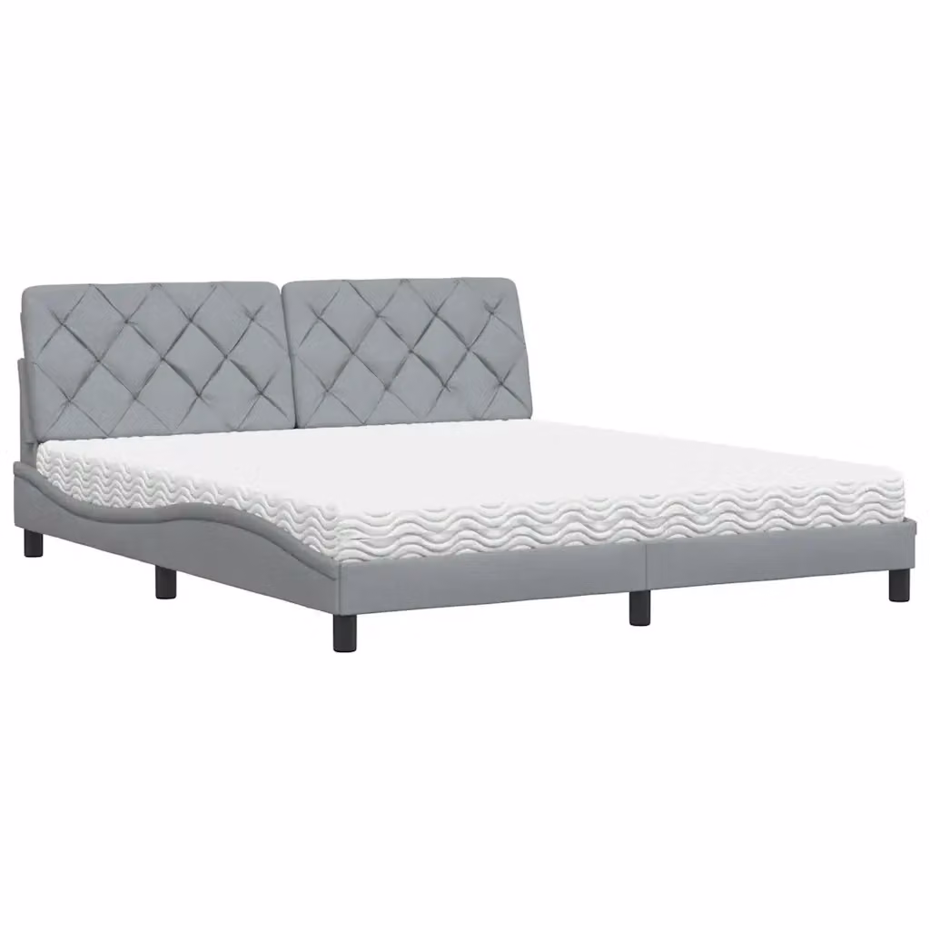 Letto con Materasso vidaXL in Tessuto Grigio Chiaro e Bianco L/P/H: 218 x 180 x 74,5 cm – 2