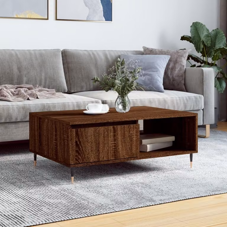 Maison Exclusive - Tavolino da salotto effetto rovere marrone 90x60x35 cm Materiale ligneo