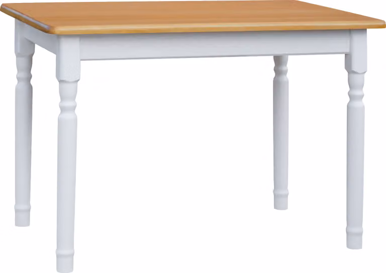 Tavolo bianco II in legno di pino massiccio con piano in colore ontano 100 x 60 cm