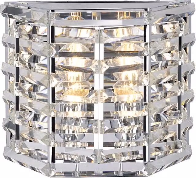 Applique Contemporanea Shoal Elstead Lighting in Acciaio Nichel Lucido e Cristallo con 2 Luci E27 Argento