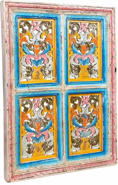 Pannello decorativo in legno intagliato con motivo floreale WANDERLUST DECO multicolore H: 103 cm, L: 74 cm, P: 5 cm