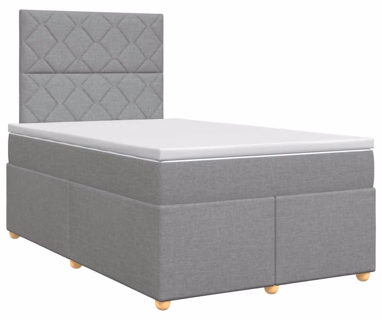Letto a molle con materasso grigio chiaro 120 x 200 cm in tessuto