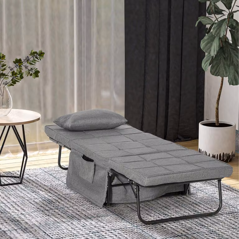 Letto pieghevole - Letto a scomparsa - Letto a ribalta - Letto per ospiti - Letto singolo - Materasso da 8 cm - Schienale regolabile in 5 posizioni