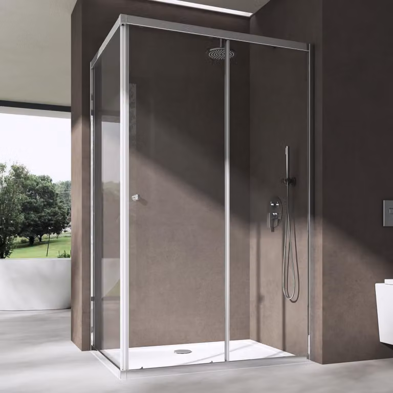 doporro Box Doccia 90x80x190cm, Cabina Doccia con Porta Scorrevole Vetro di Sicurezza ESG Vetro Ravenna16L K