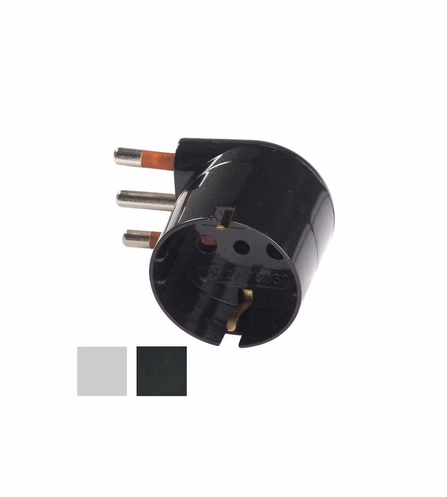 Adattatore Schuko 16A 2P+T Nero a 90° Rosi