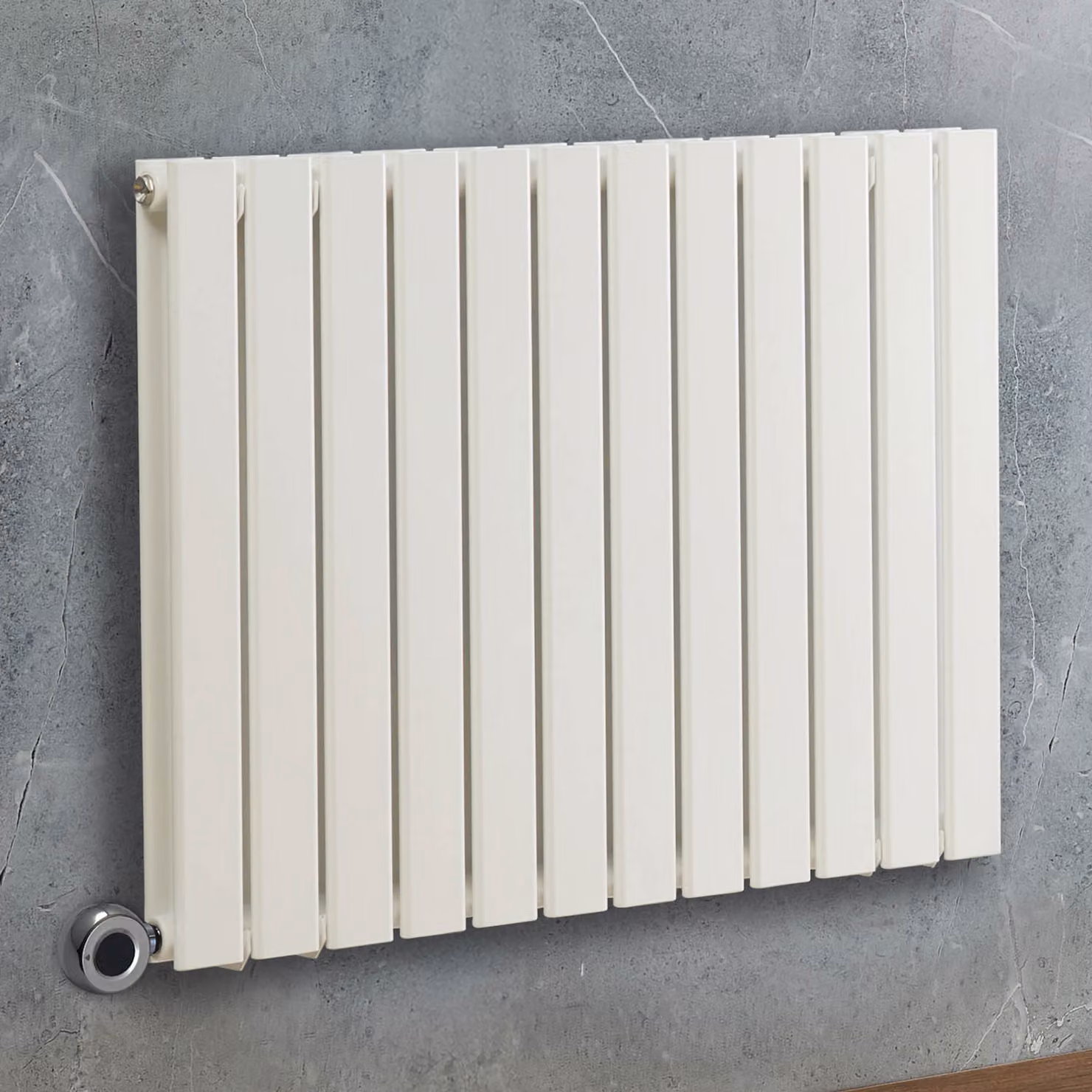 Radiatore Elettrico di Design Orizzontale - Bianco - 635mm x 630mm (Pannello Singolo) - Senza Termostato - Delta - ECOSO by Hudson Reed