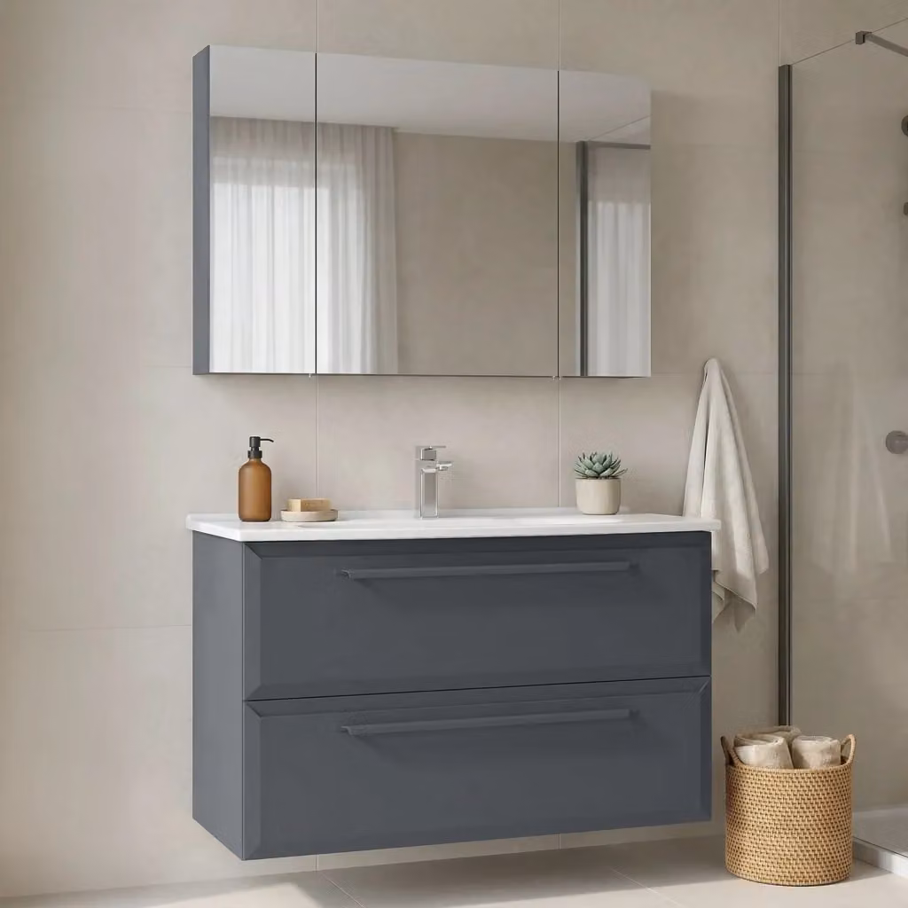 Set mobile lavabo con specchio Hanah Home Nuvola 100 v2 Antracite L/P/H: 100 x 50 x 62 cm – 2