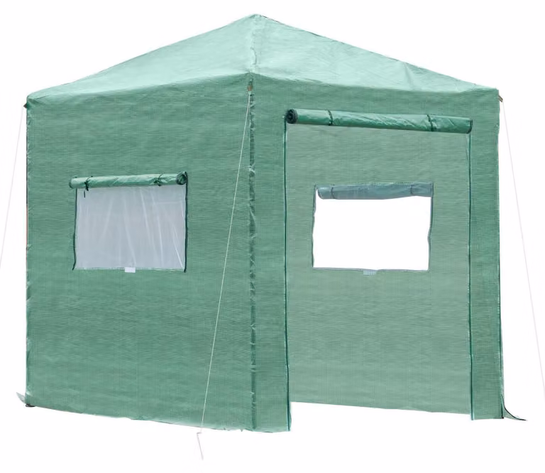 Mini serra con copertura in film di polietilene - Serra in acciaio | Colore: Verde | Dimensioni: 70,86 x 94,48 x 94,48 cm