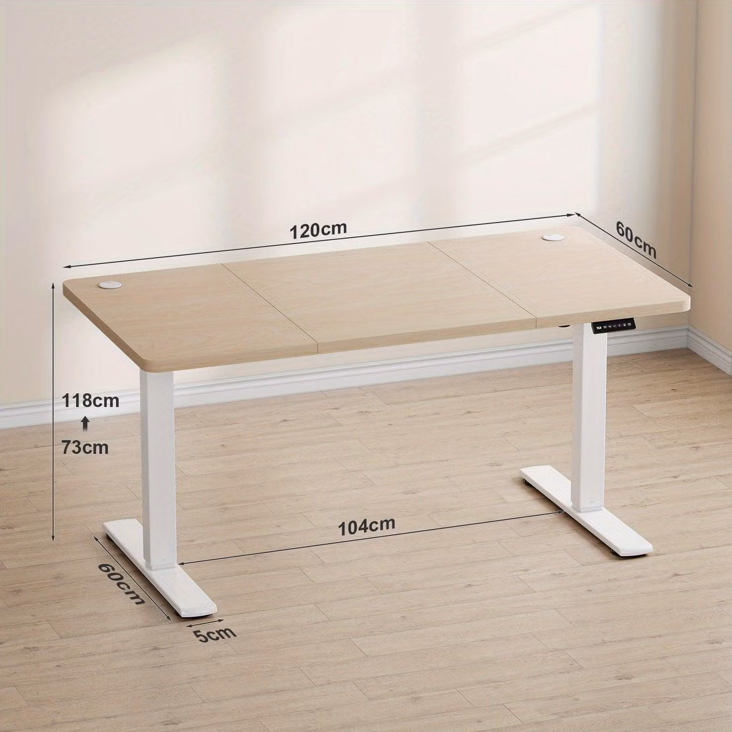 Scrivania regolabile in altezza per stare in piedi – Postazione di lavoro da casa – Struttura regolabile per seduta e lavoro in piedi – Piano condiviso – 120x60 cm