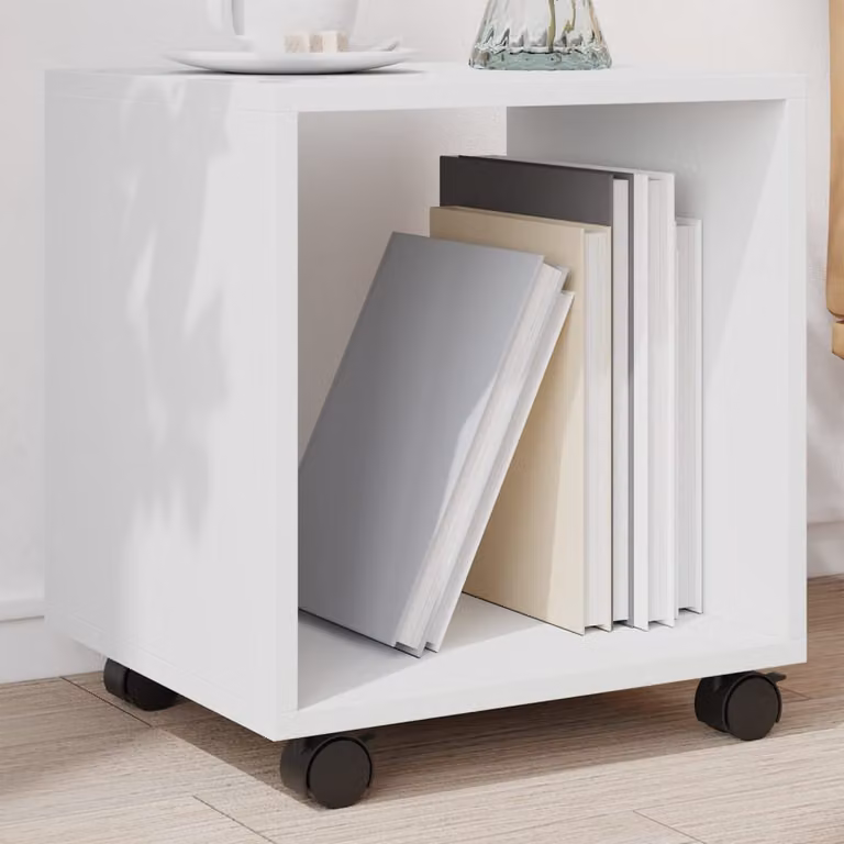 Mobiletto con ruote vidaXL bianco in legno MDF L/P/H: 37 x 33 x 42,5 cm