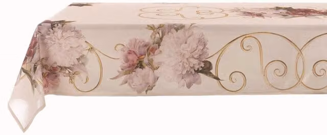 Tovaglia Blanc Mariclò in Cotone Shabby Chic con Motivo Floreale Bianca L: 320 cm x P: 160 cm