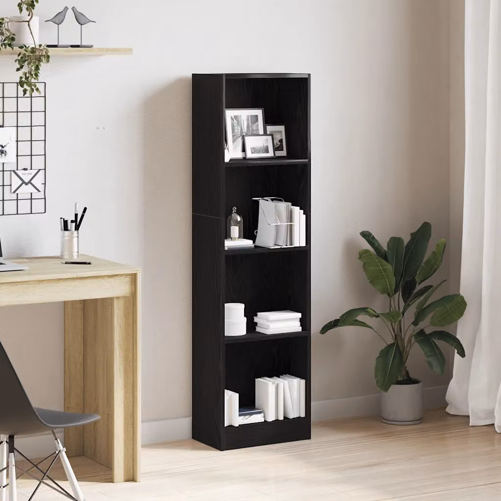 Libreria moderna vidaXL in legno nero e marrone con pannello posteriore, L 40 cm, P 24 cm, H 143 cm