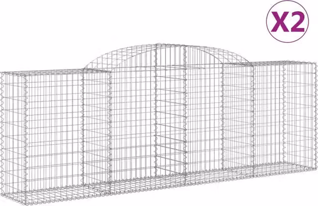 Cesti Gabbioni ad Arco 2 pz 300x50x100/120 cm Ferro Zincato