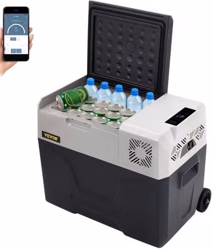 Congelatore elettrico portatile VEVOR da 30 L, mini frigorifero per auto e viaggi, colore grigio, L: 37,8 cm, P: 37,5 cm, H: 61 cm