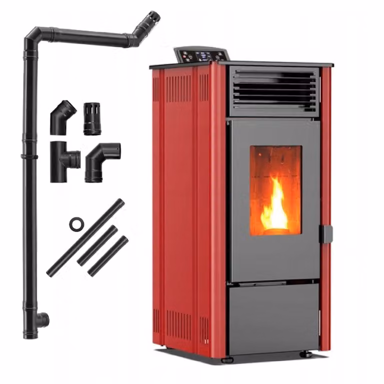 THUNDER® | SOPHIA RED | Stufa a pellet | 8,1 kW | Set di tubi di collegamento Ø 80 mm | rosso
