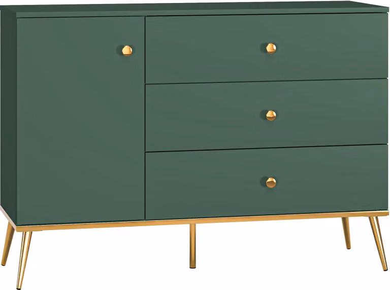 FURNLUX Credenza Fort Verde e Oro 120cm / Colore principale: Verde / Dimensioni: 120 x 85 x 40 cm