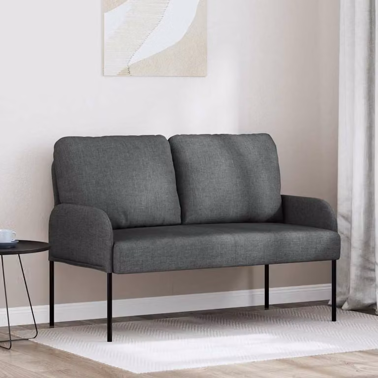 Divano moderno vidaXL in tessuto grigio con cuscini, L: 115 cm, P: 80 cm, H: 56 cm