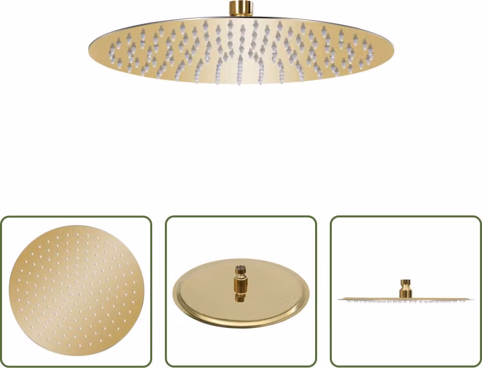 The Living Store Doccia a pioggia in acciaio inox rotonda da 30 cm Golden